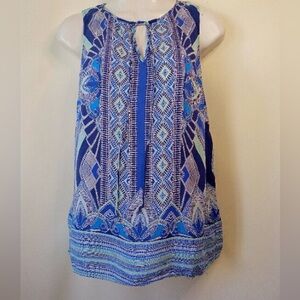 Cynthia Rowley Blue Printed V-Neck Sleeveless Camisole